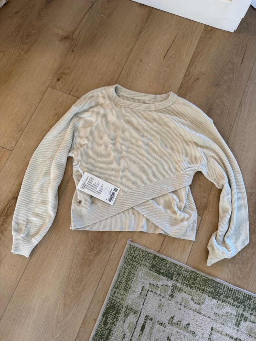 lululemon athletica Cropped Wrap-Detail Sweater in Cream